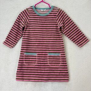 Baby Boden Dress‎ 18-24 Months Pink Brown Striped Pockets Cotton Casual